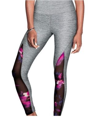 Victoria’s Secret PINK Grey High Rise Ultimate Leggings w Floral Mesh Sides M